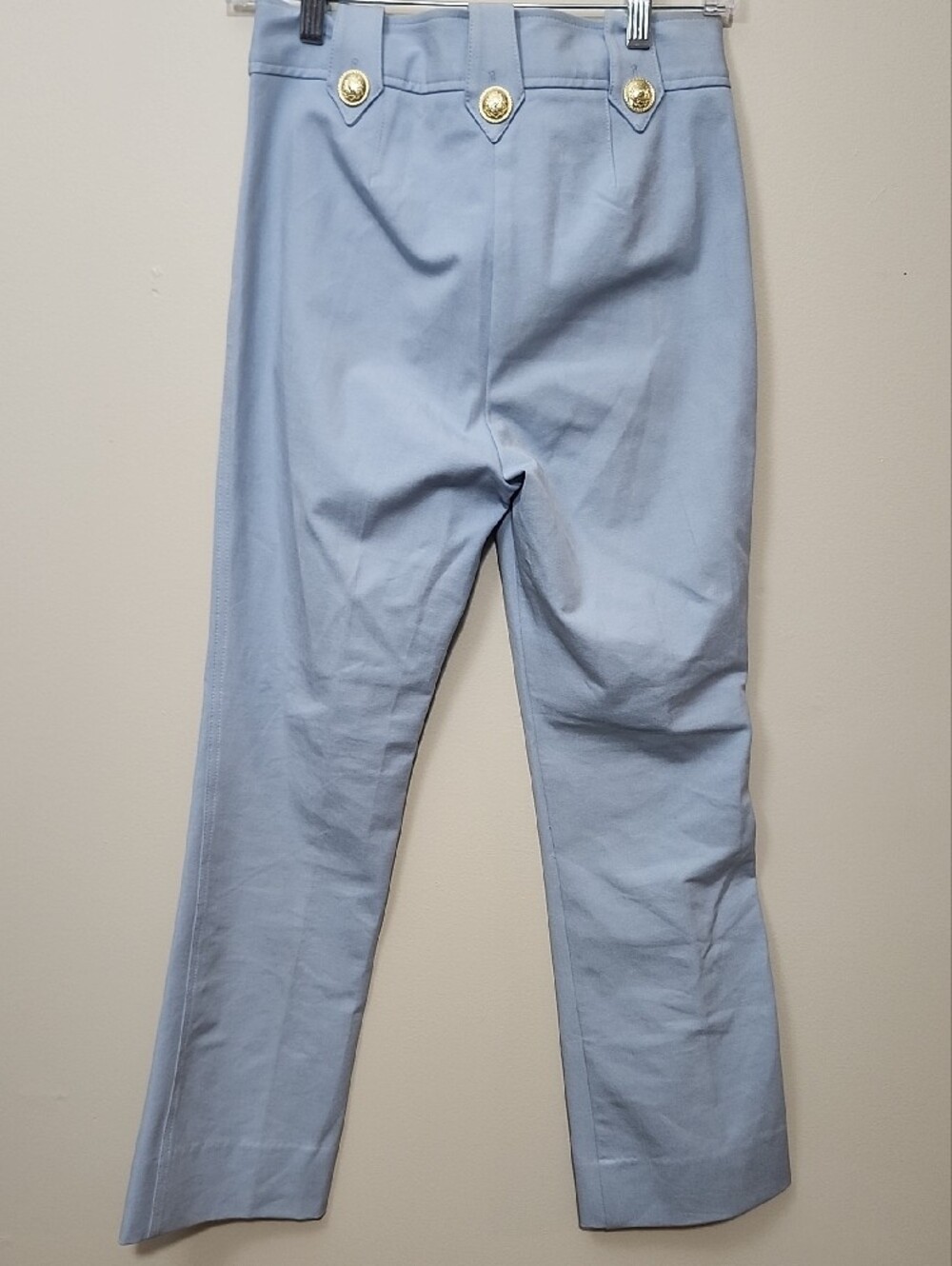 Derek Lam 10 Crosby Robertson Crop Flare Sailor Pants Powder Blue Gold Button 2 - Picture 8 of 13